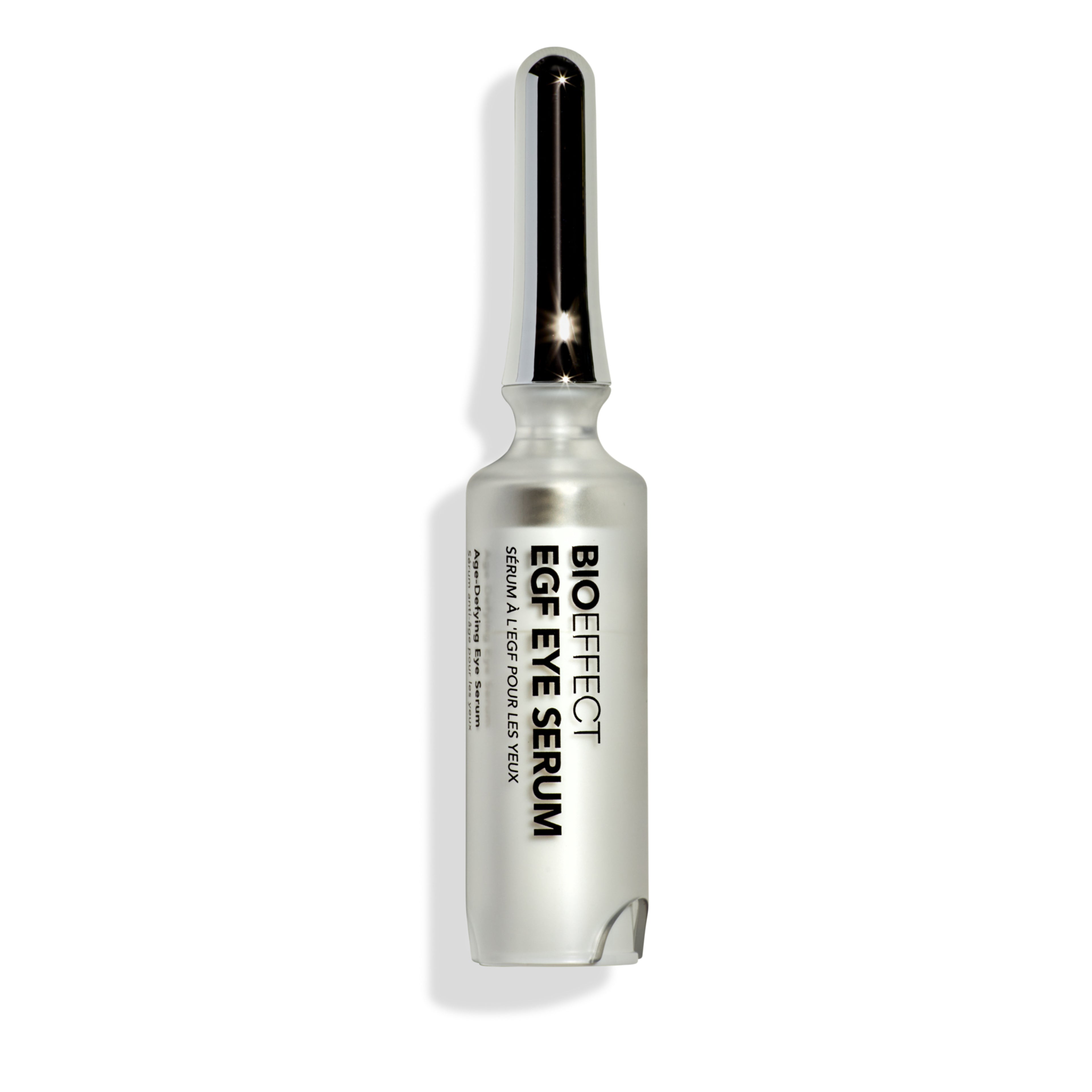 BIOEFFECT EGF Eye Serum with stainless steel roller ball applicator on a clean background