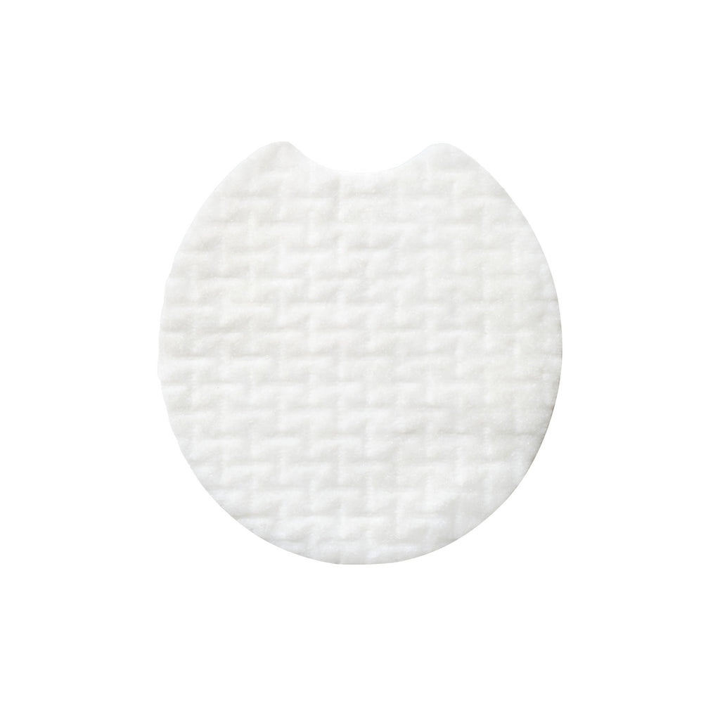 Round white object with textured surface on a white background