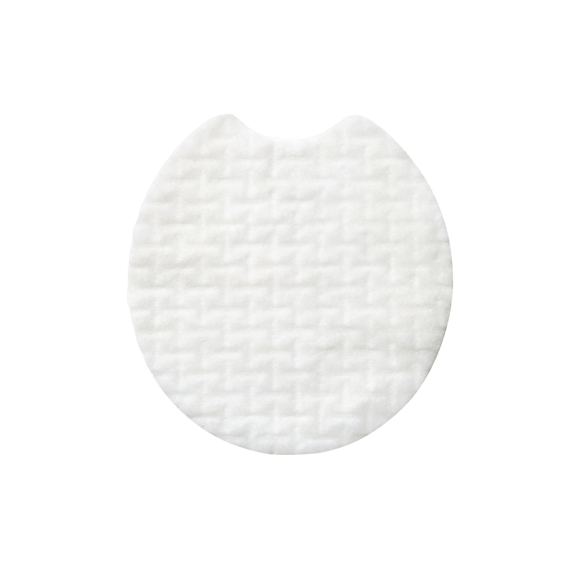 Round white object with textured surface on a white background