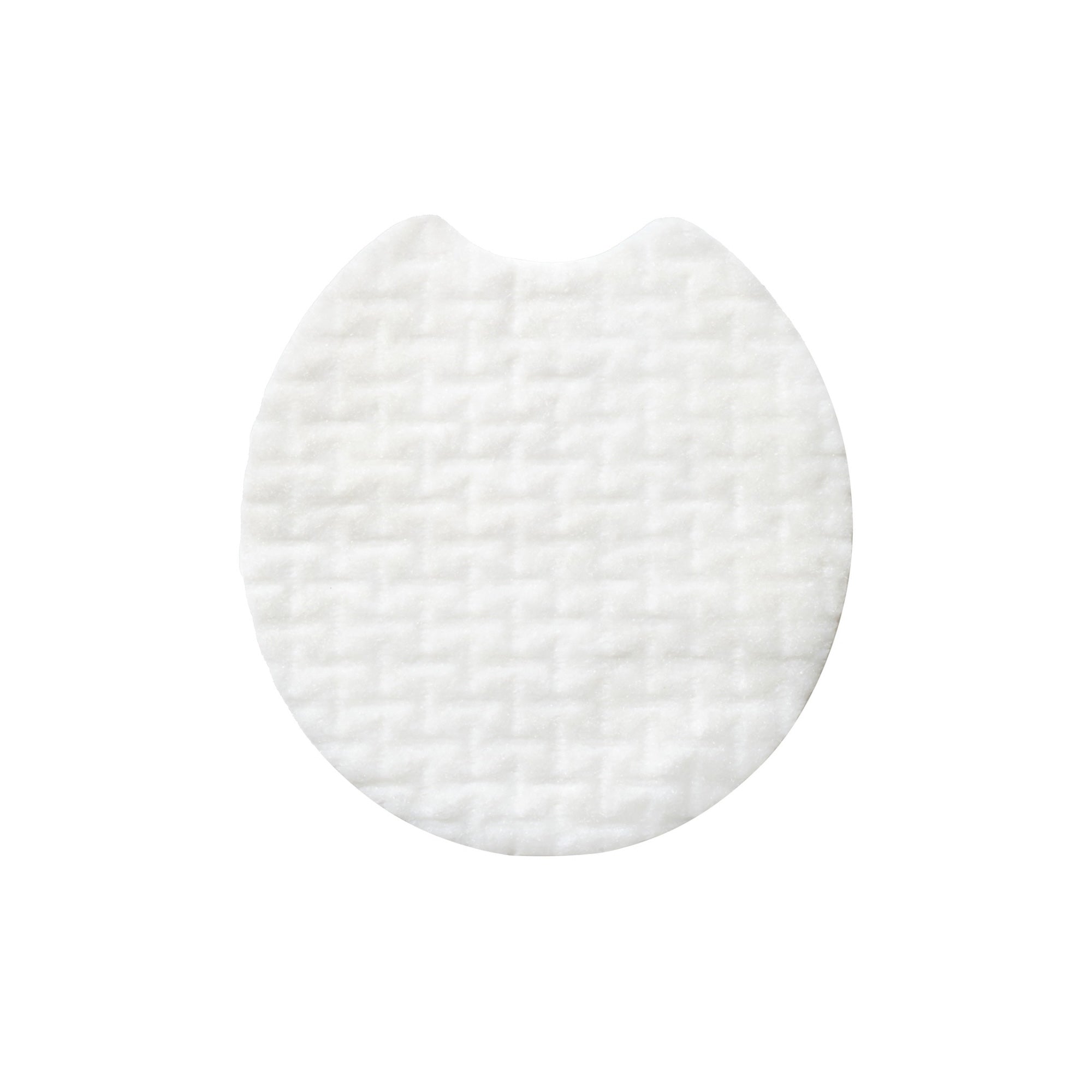 Round white object with textured surface on a white background