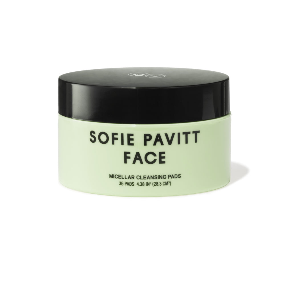 Sofie Pavitt Face micellar cleansing pads container on a white background