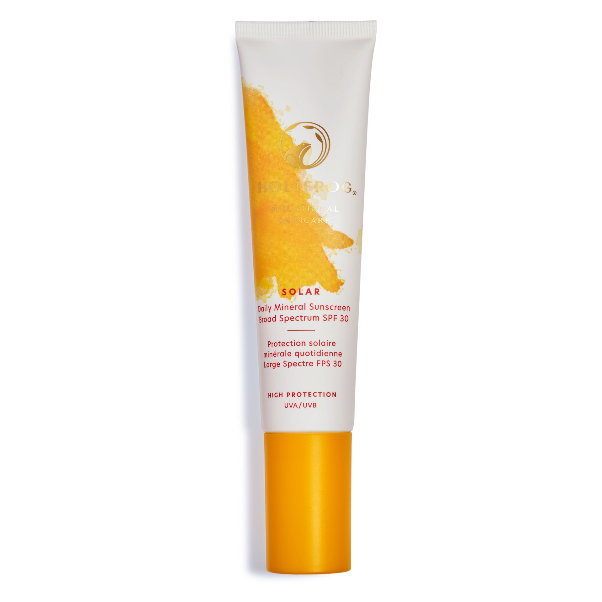 HoliFrog Solar Daily Mineral Sunscreen SPF 30 tube on a bright background