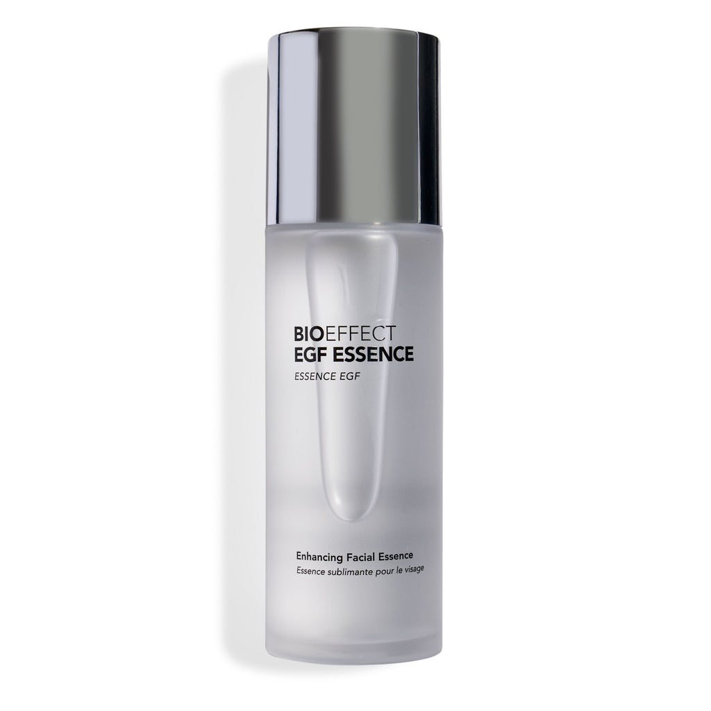 BIOEFFECT EGF Essence Toner in a frosted glass bottle on a clean white surface
