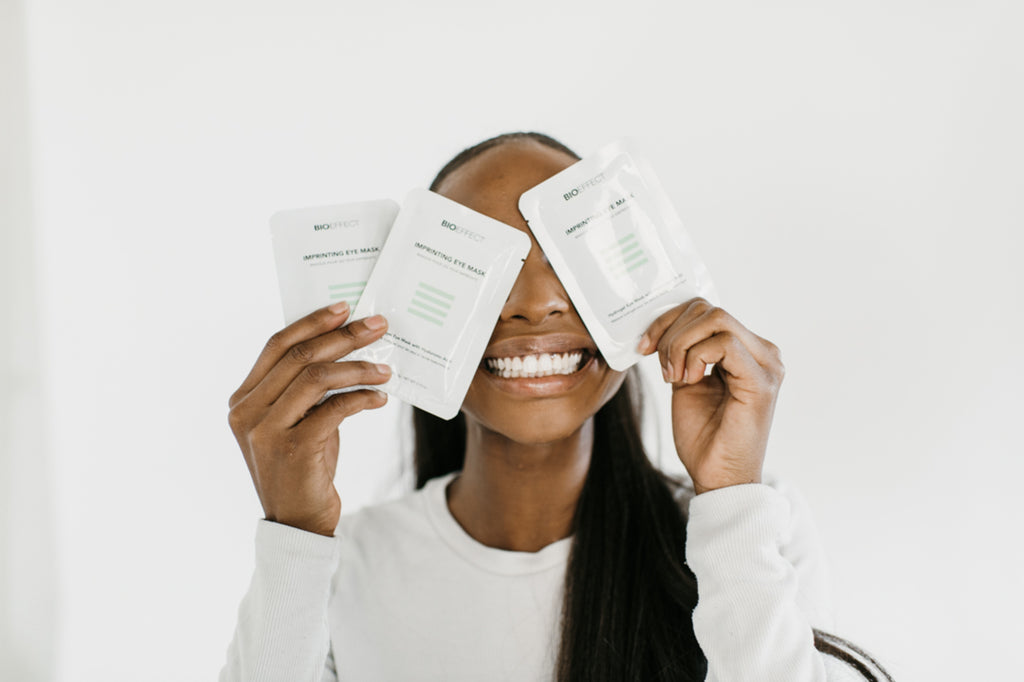 BIOEFFECT Imprinting Eye Mask hydrogel patches on a clean white surface