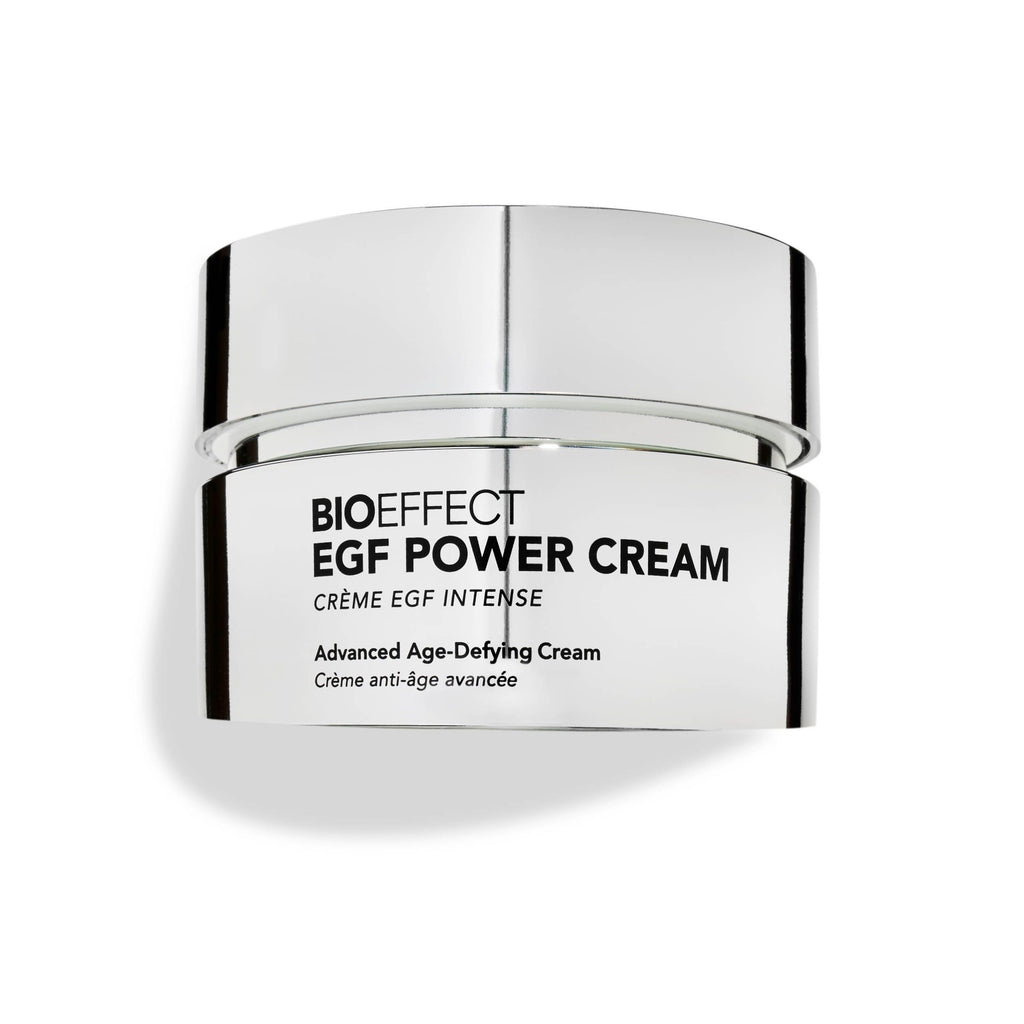 BIOEFFECT EGF Power Cream Moisturizer in a white jar on a neutral background