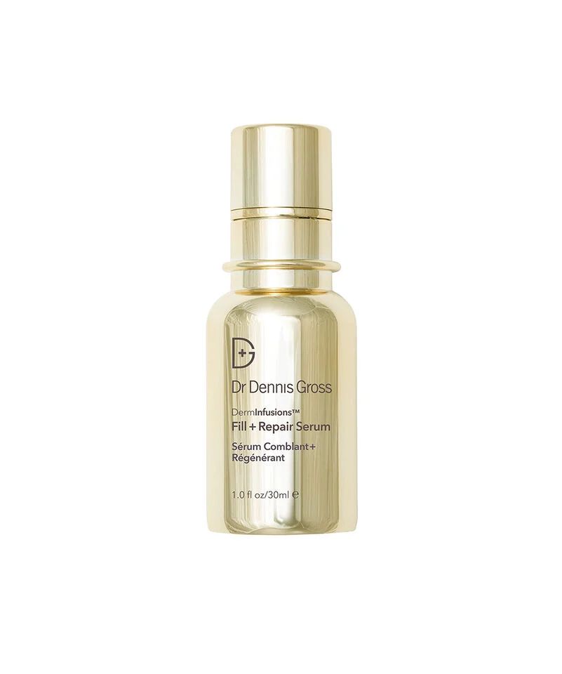 Dr. Dennis Gross DermInfusions Fill + Repair Serum pump bottle on a clean background