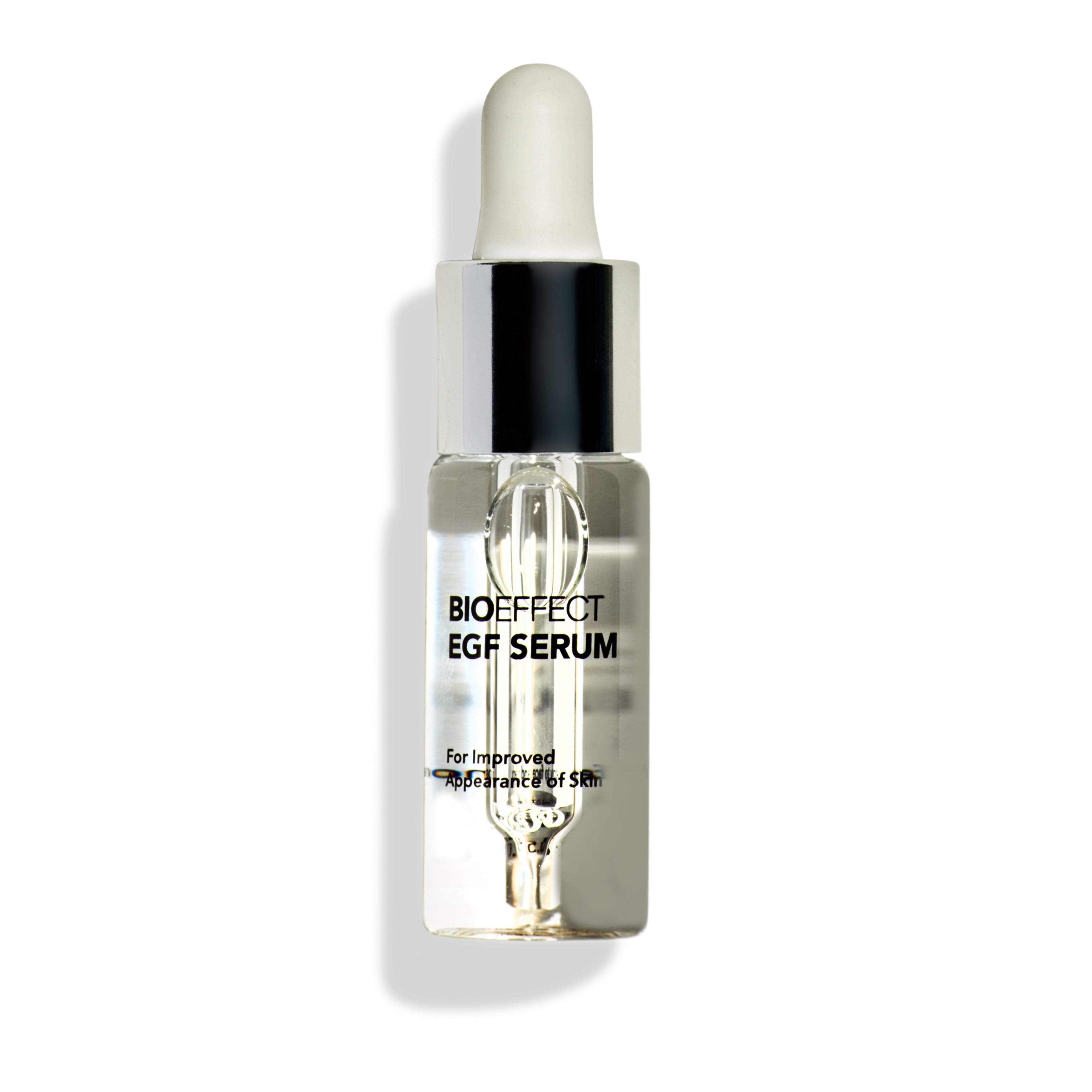 BIOEFFECT EGF Serum in a sleek glass dropper bottle on a clean white background