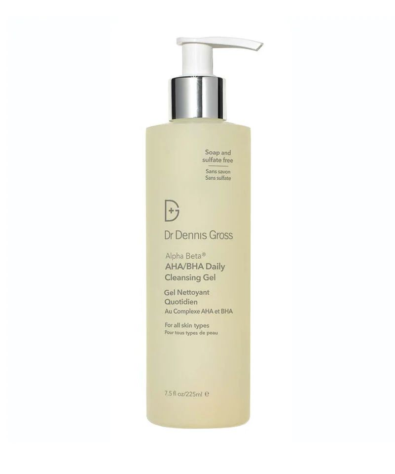 Dr. Dennis Gross AHA/BHA Cleansing Gel bottle on a clean background