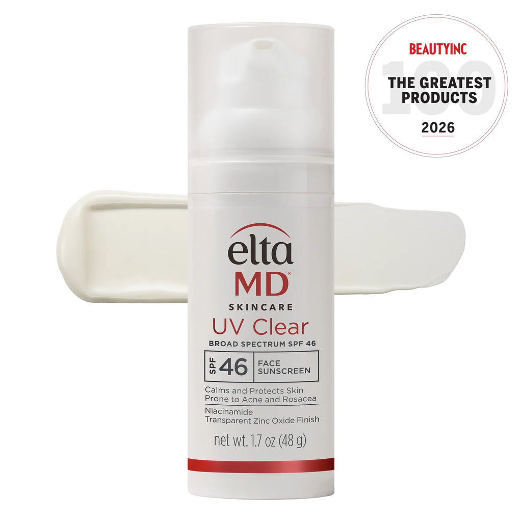EltaMD UV Clear SPF 46 sunscreen bottle on a clean white background