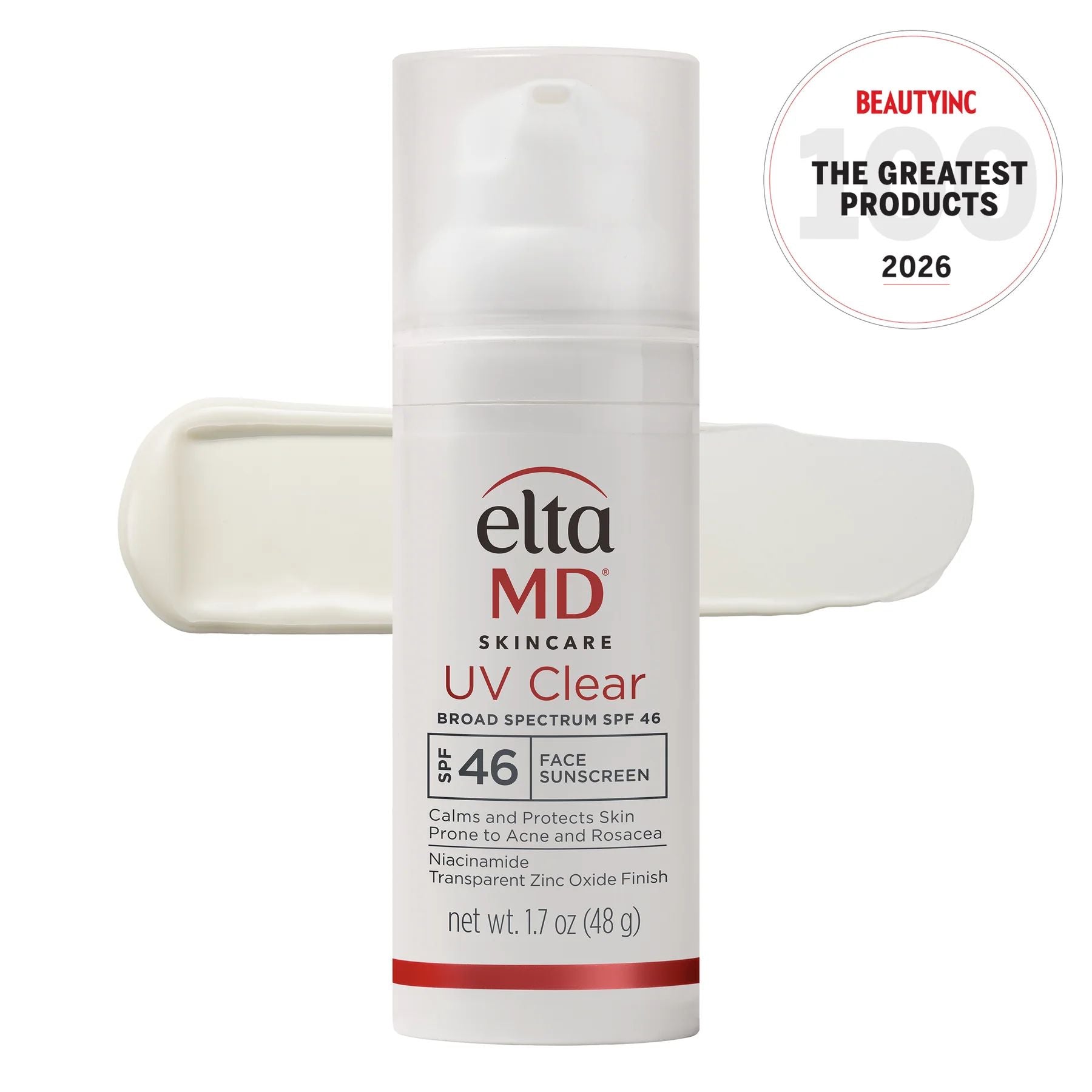 EltaMD UV Clear SPF 46 sunscreen bottle on a clean white background