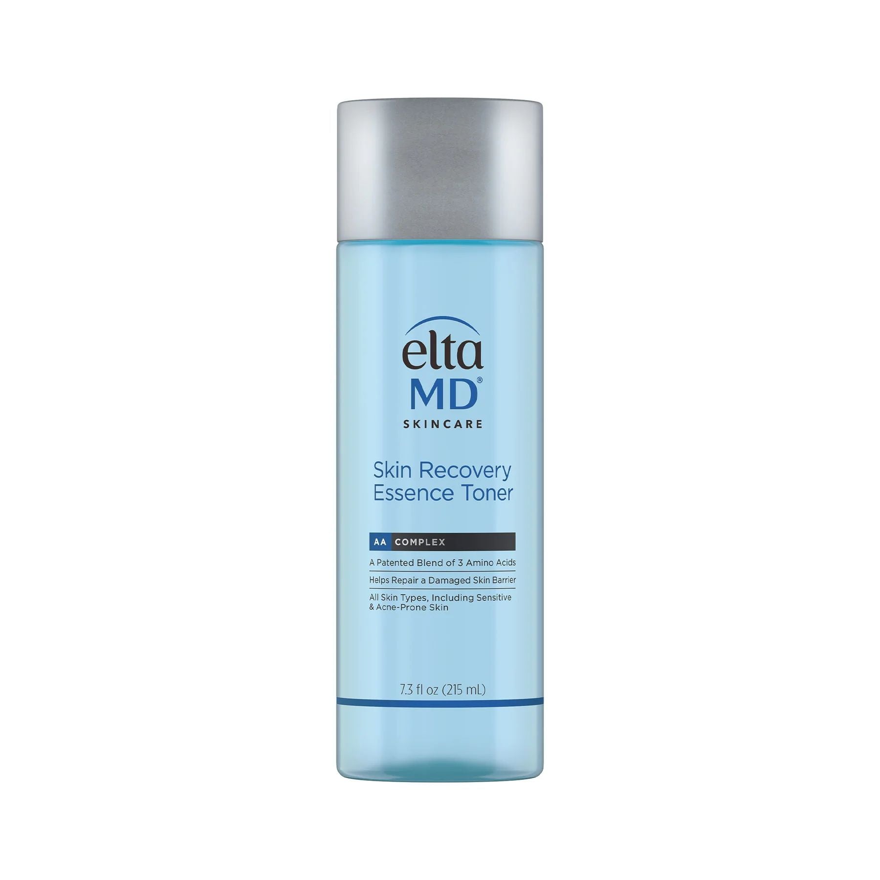 EltaMD Skin Recovery Essence Toner bottle showing its natural pale blue color on a clean background