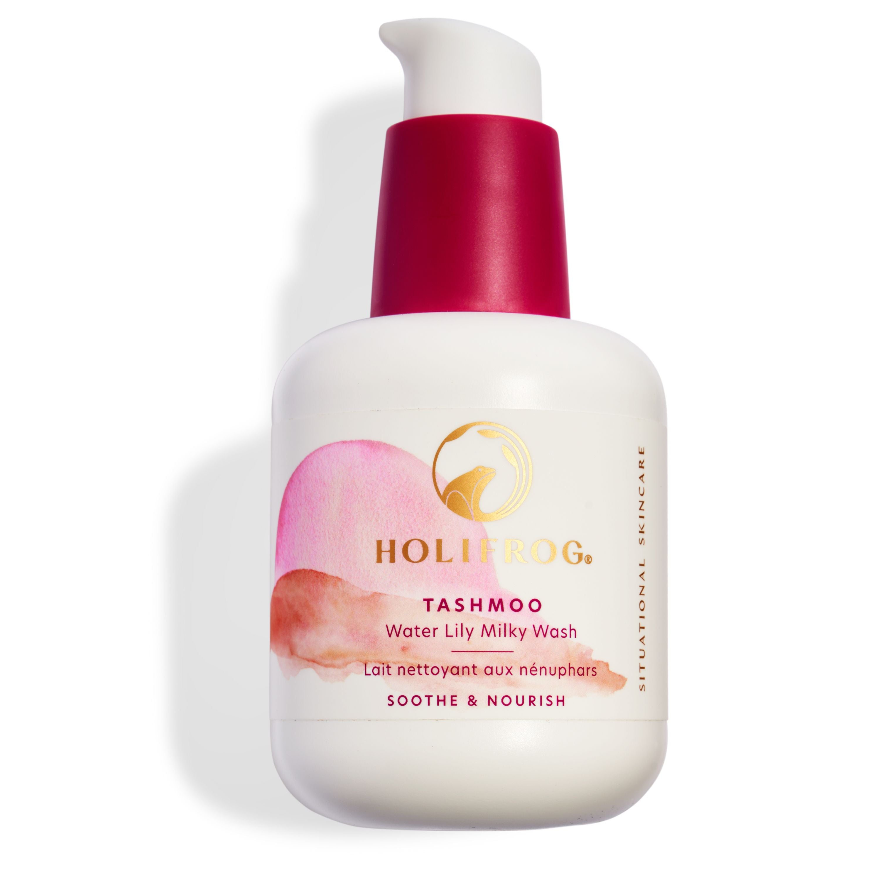 HoliFrog Tashmoo Water Lily Milky Wash pump bottle on a clean background