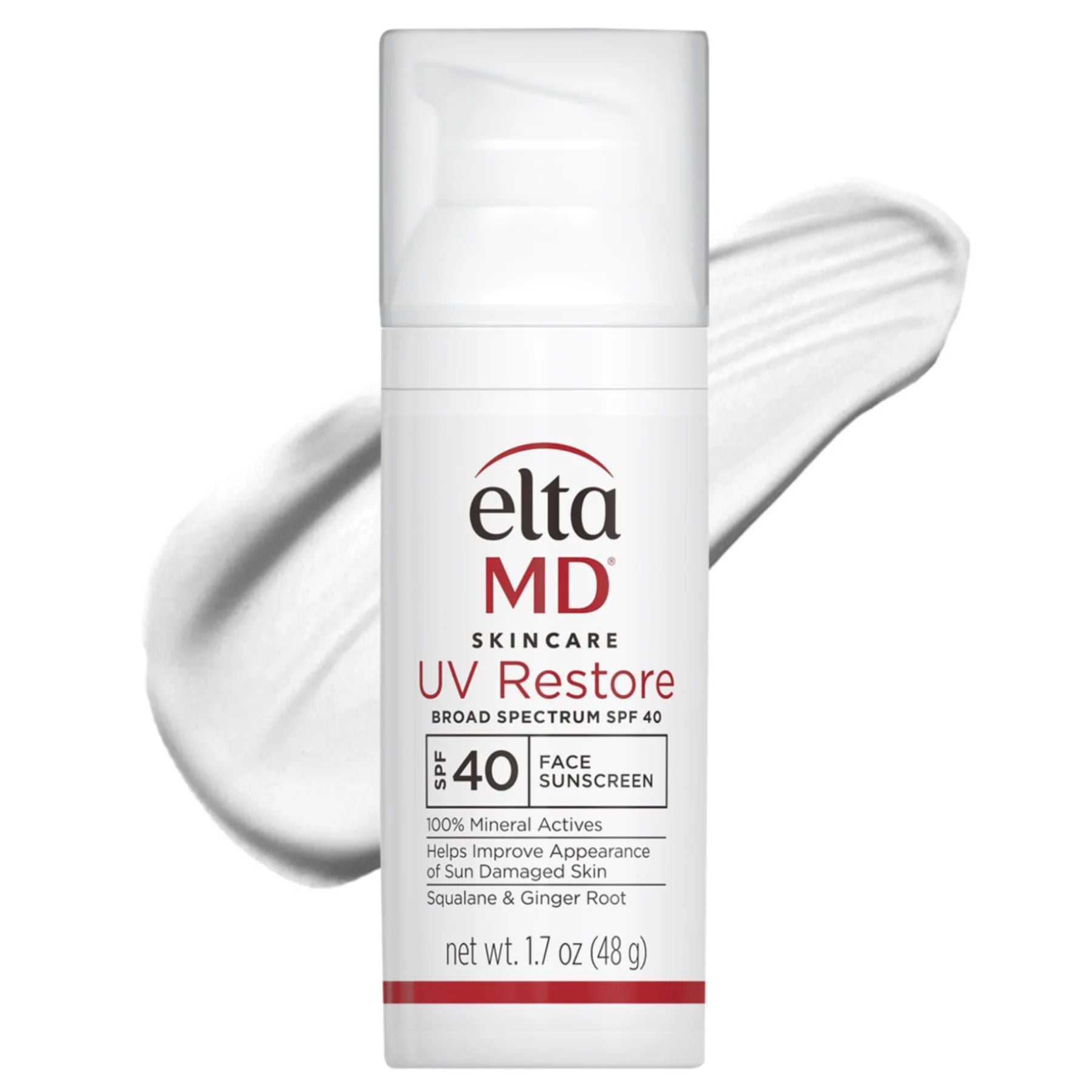 EltaMD UV Restore SPF 40 bottle on a neutral skincare background